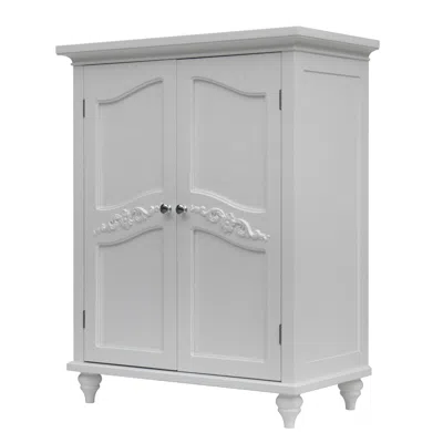Hivvago Bathroom Linen Storage Floor Cabinet With 2-doors In White Wood Finish