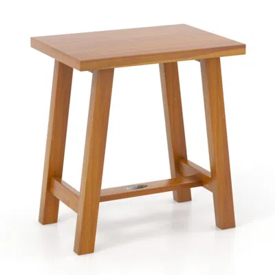 Hivvago Bathroom Shower Stool Teak Shower Bench For Shaving Legs And Spa Bath In White
