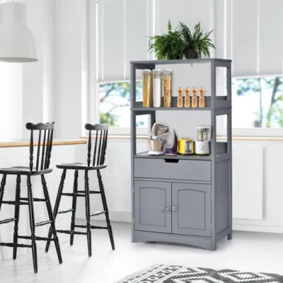 Hivvago Bathroom Storage Cabinet With Drawer And Shelf Floor Cabinet-gray