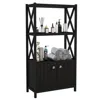 Hivvago Bathroom Storage Cabinet With Open Shelves And Double Doors-black
