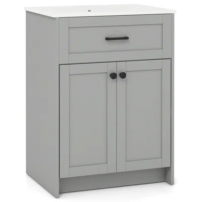 Hivvago Bathroom Vanity Unit With Basin And 2 Doors-gray