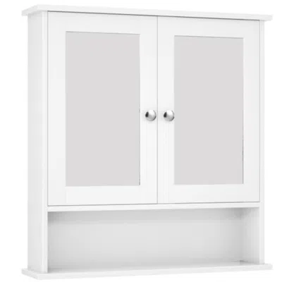Hivvago Bathroom Wall Mount Mirror Cabinet Organizer-white