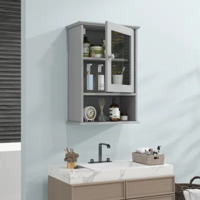 Hivvago Bathroom Wall Mounted Adjustable Hanging Storage Medicine Cabinet-gray