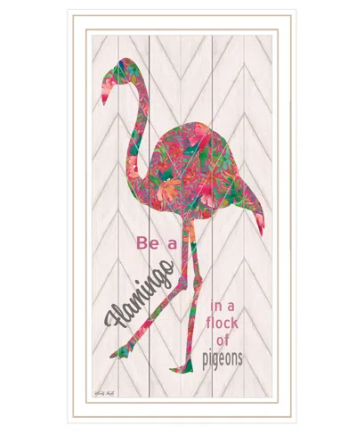 Hivvago Be A Flamingo White Grooved Frame Print Wall Art In Neutral