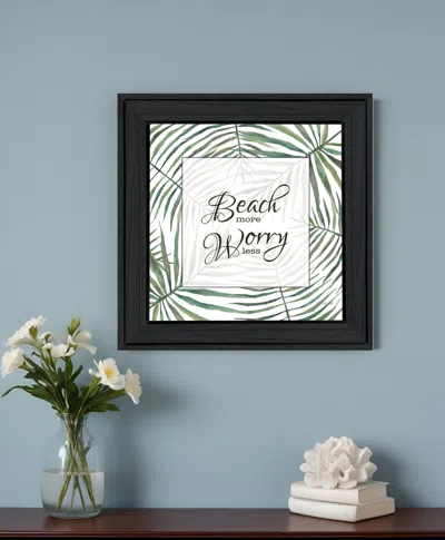 Hivvago Beach More Worry Less Black Framed Print Wall Art In Green