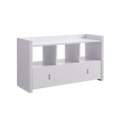 Hivvago Beak Shoe Bench, 3 Open Shelves 1 Drawer, 34 Inch Classic White Finish
