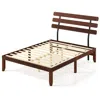 Hivvago Bed Frame 15.5 Inch Solid Wood Platform Bed With Retro Headboard In Brown