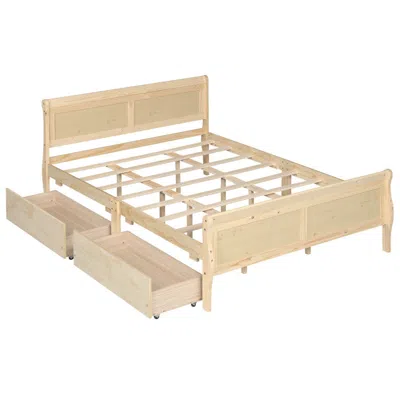 Hivvago Bed Frame With 2 Storage Drawers And Footboard In Neutral