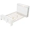 Hivvago Bed Frame With 2 Usb Ports With Storage Headboard And Lights In White