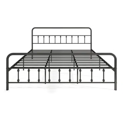 Hivvago Bed Frame With Headboard And Under Bed Storage Black