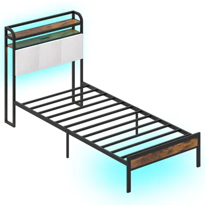 Hivvago Bed Frame With Led Light And Charging Station
