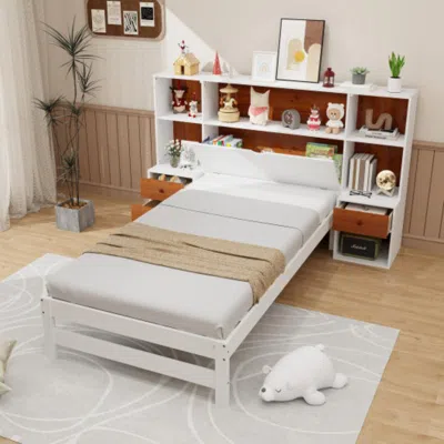 Hivvago Bed Frame With Storage Headboard And Nightstands-twin Size