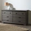 Hivvago Bedroom 6-drawer Double Dresser Wardrobe Cabinet In Grey Maple Finish In Gray