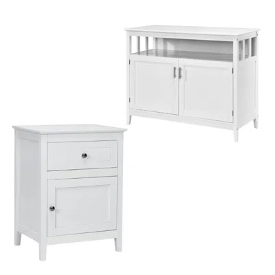 Hivvago Bedrrom Room Bundle: Nightstand And Kitchen Lockers In White