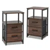 Hivvago Bedside Table Set Of 2 With Removable Fabric Drawers And Metal Frame