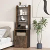 Hivvago Bedside Tables Tall Nightstands With 5 Open Shelf And Cabinet-rustic Brown