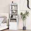 Hivvago Bedside Tables Tall Nightstands With 5 Open Shelf And Cabinet-white