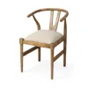 Hivvago Beige And Brown Upholstered Fabric Wishbone Back In Brown