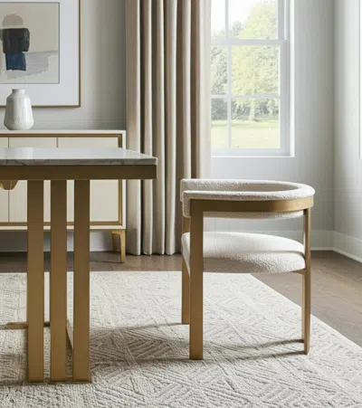 Hivvago Beige And Gold Upholstered Velvet Slat Back Dining Arm Chair In Brown