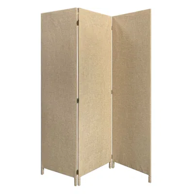 Hivvago Beige Upholstered 3 Panel Room Divider Screen In Neutral