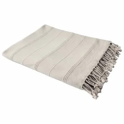 Hivvago Beige Woven Cotton Striped Throw Blanket In Neutral