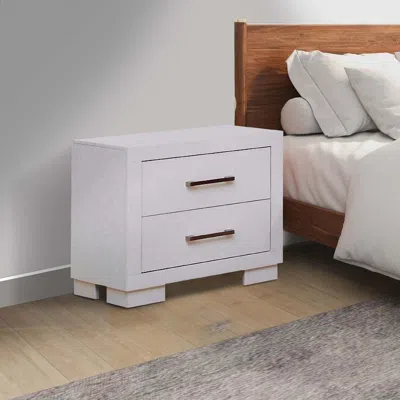 Hivvago Bela 26 Inch 2 Drawer Nightstand, Felt Lined, Silver Handles, Crisp White