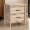 Hivvago Bette Nightstand, 2 Drawers, Light Oak Brown Wood Finish, 24 Inch In Neutral