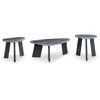 Hivvago Bey 3pc Coffee N Table Set, Gray Faux Marble Top, Geometric Panel Base In Gray