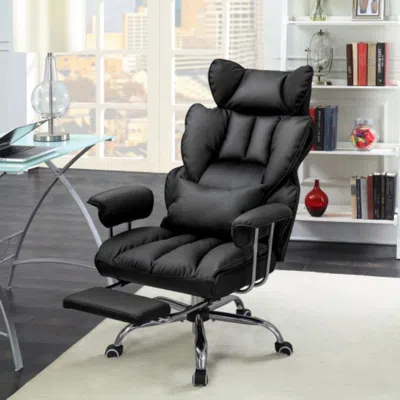 Hivvago Big And Tall Executive Office Desk Chair With Footrest-black