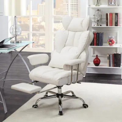 Hivvago Big And Tall Executive Office Desk Chair With Footrest-white