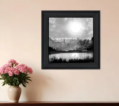 Hivvago Big Moon Lake Black Framed Print Wall Art