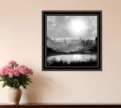 Hivvago Big Moon Lake Black Framed Print Wall Art