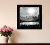 Hivvago Big Moon Lake Black Framed Print Wall Art In Black