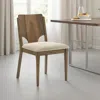 Hivvago Billie Dining Chair Set Of 2, Beige Fabric Seat, Brown Hardwood Frame In Brown