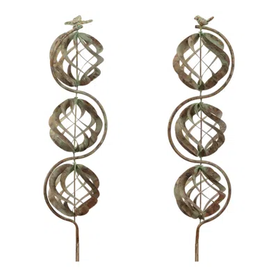 Hivvago Bird And Butterfly W/triple Orb Stake (set Of 4) In Multi