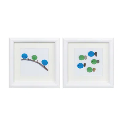 Hivvago Bird And Fish Wall Art (set Of 2) In White