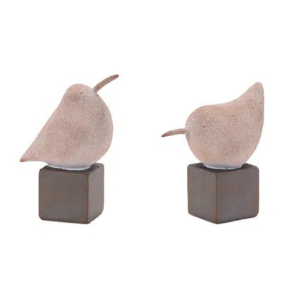 Hivvago Bird On Base (set Of 2) In Multi