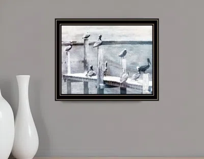 Hivvago Birds On The Pier Black Framed Print Wall Art