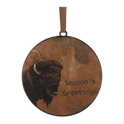 Hivvago Bison Disc Ornament (set Of 12) In Brown