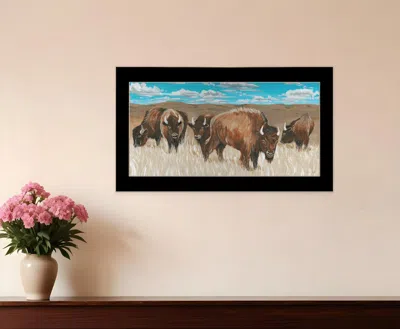 Hivvago Bison Herd Black Framed Print Wall Art In Multi