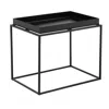 Hivvago Bixy 24 Inch Side End Table, Black Tray Top, Open Cubic Metal Frame