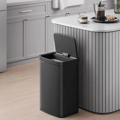 Hivvago Black 13-gallon Kitchen Trash Can With Motion Sensor Lid And Carbon Filter