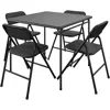 Hivvago Black 5-piece Square Folding Dining Table With 4 Chairs Guest Set Card Table In Black
