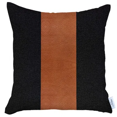 Hivvago Black And Brown Strap Faux Leather Throw Pillow In Multi