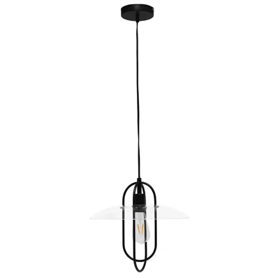 Hivvago Black And Clear Simple Iron Ceiling Light With Clear Shades