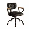 Hivvago Black And Dark Brown Adjustable Swivel Leather Rolling Executive Office Chair In Black