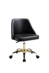 Hivvago Black And Gold Faux Leather Adjustable Height Swivel Rolling Office Chair In Black