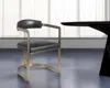Hivvago Black And Gold Upholstered Leather Open Back Dining Arm Chair In Black