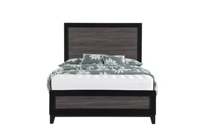Hivvago Black And Gray Inlaid Panels Queen Bed Frame