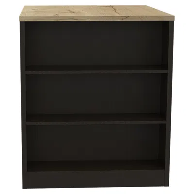 Hivvago Black And Natural 36" Kitchen Island With Storage